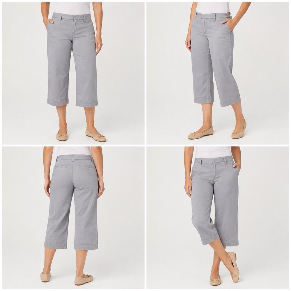 J Crew Stretch Favorite Fit Womens 8 Gray Cropped Capri Pants Flat Front